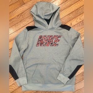 Nike Gray Hoodie with Black and Red Accents YXL
